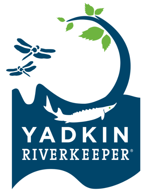 Yadkin Riverkeeper logo, dragonflies, a fish, and a tree